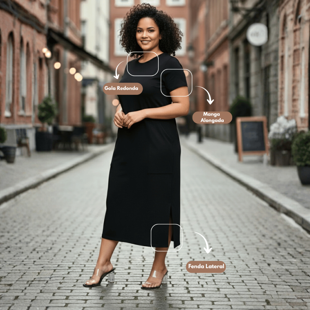 Vestido Midi Plus Size Com Fenda Lateral Festa Natal Ano Novo G1/G4