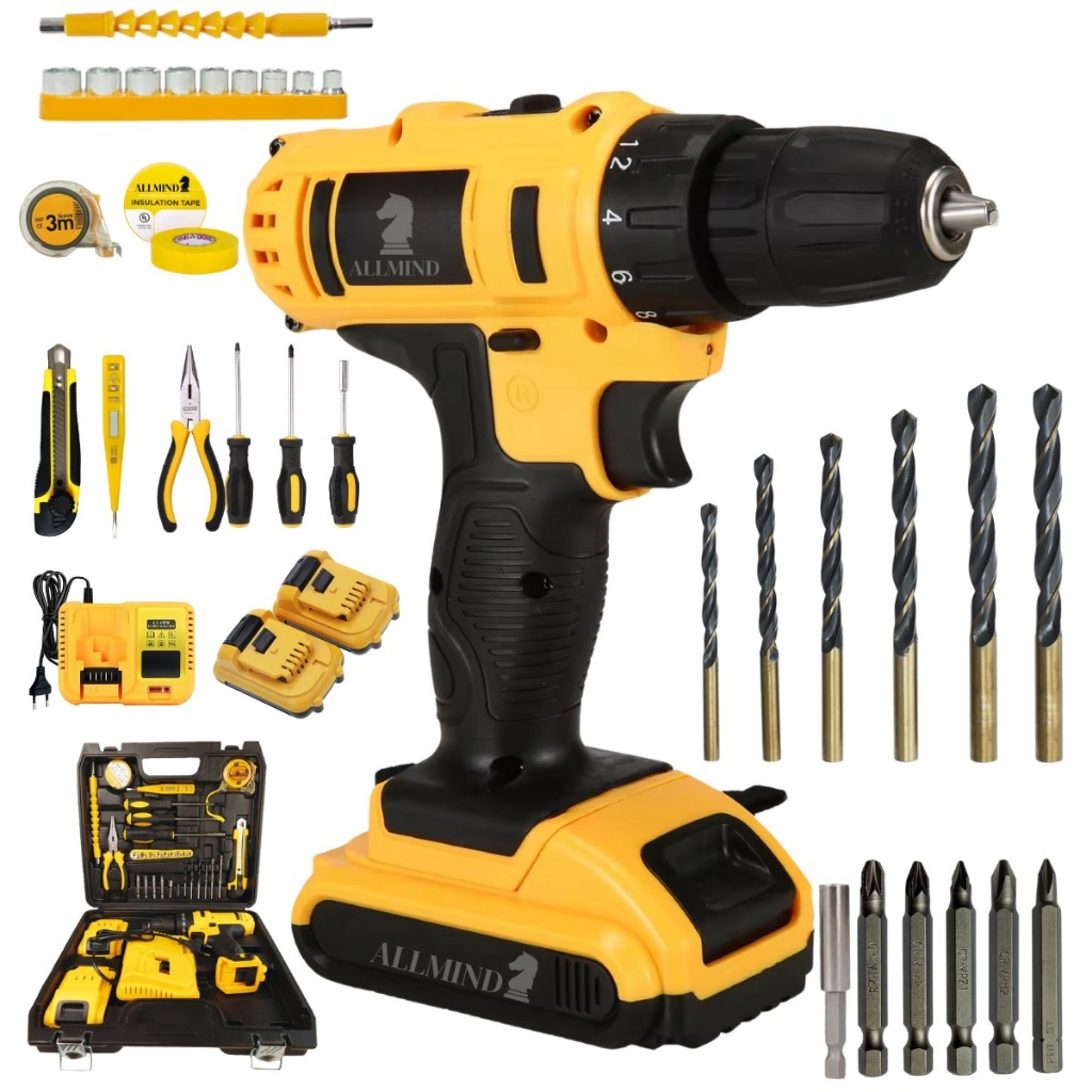 Parafusadeira 450W 25V 2 Baterias Kit De Ferramentas E Maleta Kit Parafusadeira Profissional