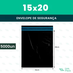 Kit Envelope de Segurança 15x20 Preto 5000 Unidades Saco Plástico Correios