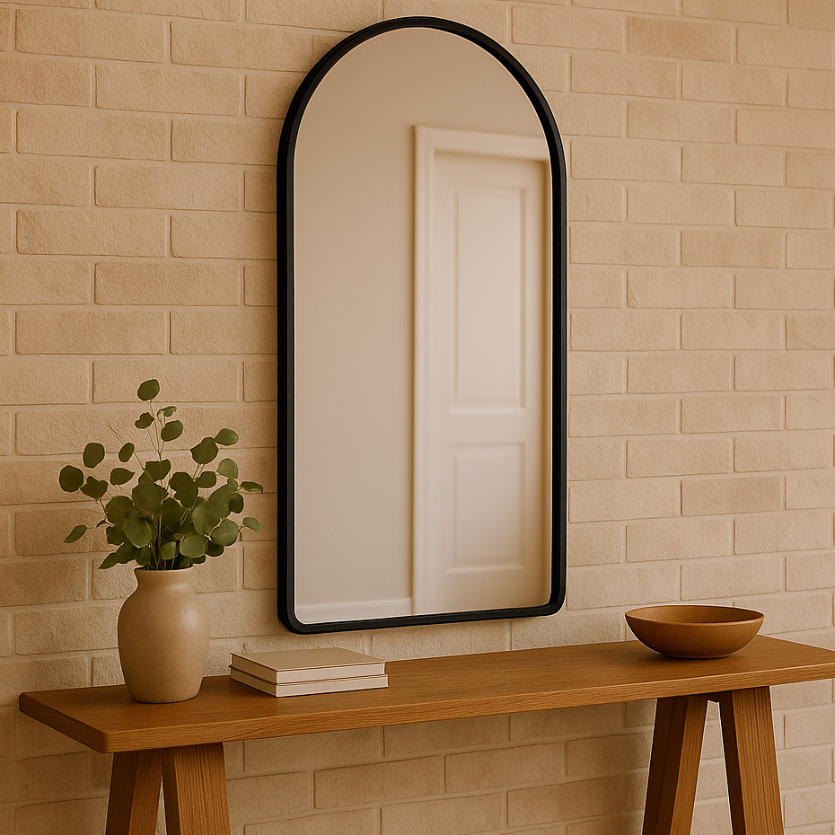 Espelho Orgânico Capela 60cm x 100cm Moldura Couro Decoração Sala Closet Banheiro Casa Corpo Inteiro