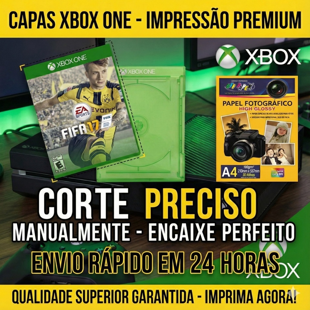 Impressão da Capa FIFA 17  Xbox One | Papel Fotográfico 180gr  Capa de Reposição para Coleção