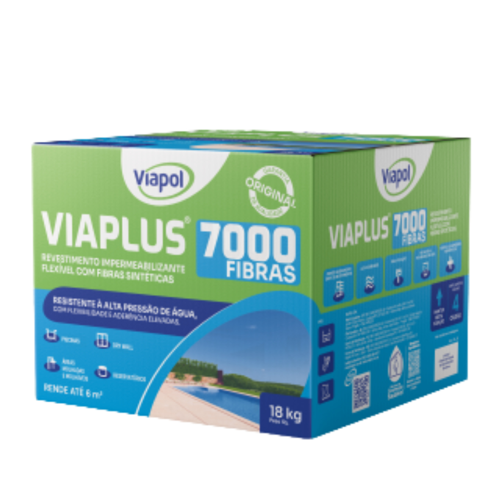 Impermeabilizante Viaplus 7000 Fibras 18KG Viapol Entrada De Água Infiltrações Paredes Pisos Banheiro Mofo Umidade