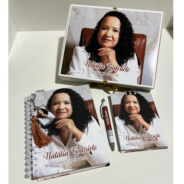 Kit Presenteável Personalizado – Agenda 2026 com foto + Bloco A6 + Caneta - PERFEITO PARA PRESENTE