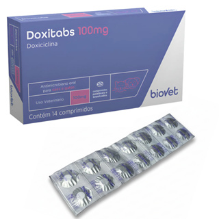 Doxiciclina 100mg Doxitabs Antibiotico para Cães Doença Carrapato Erliquiose - Strip c/ 14 Compr. em Oferta na Shopee