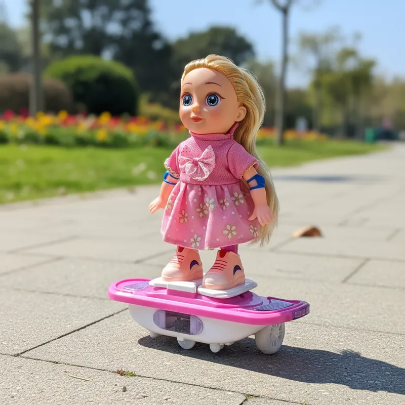 Boneca Garota Radical Skate Brinquedo Com Luzes Coloridas Elétrico A Pilha
