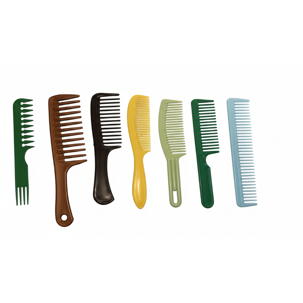 Pentes Largos para Cabelos Cacheados Desembaraço Suave e Sem Quebra Kit Com 7 Cores Sortidas