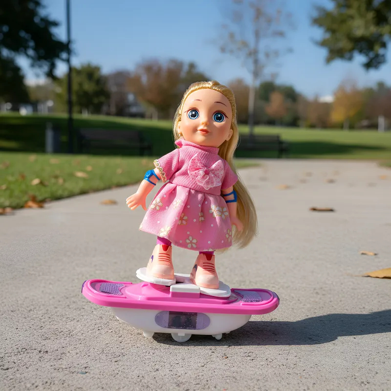 Boneca Garota Radical Skate Brinquedo Divertido Com Luzes Coloridas Elétrico A Pilha