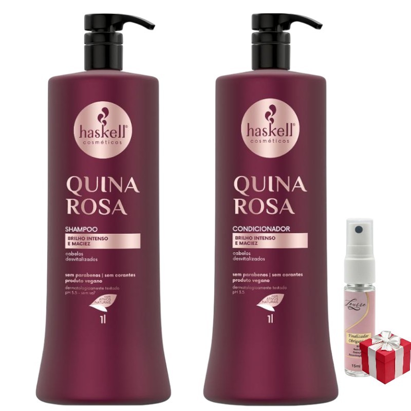 Kit Haskell Quina Rosa Shampoo 1 Litro  + 1 Condicionador 1 Litro