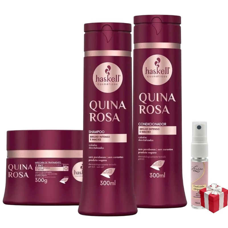 Kit Haskell Quina Rosa Shampoo 300ML 1 Condicionador 300ML  1 Mascara 300ML
