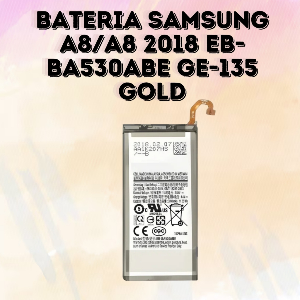BATERIA GOLD COMPÁTIVEL PARA A8/A8 2018, J5 PRIME, J5 PRO, J7 PRIME/J4 PLUS/J6 PLUS e M11