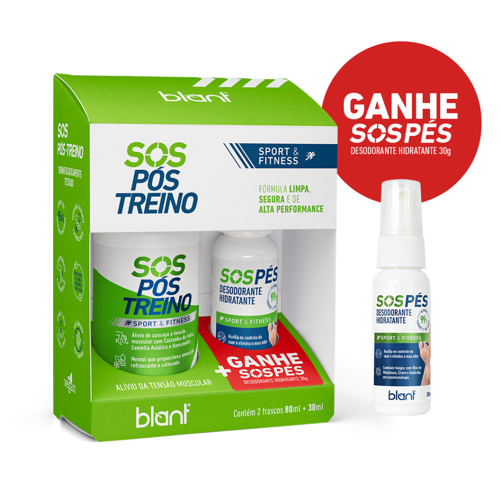 Kit Gel Massageador Spray SOS Pós Treino E Desodorante Para Os Pés Blant