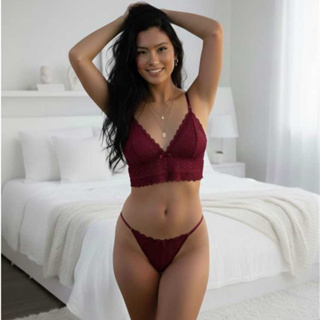 Conjunto Lingerie Rendado Feminino – Top e Calcinha Fio Dental em Oferta na Shopee