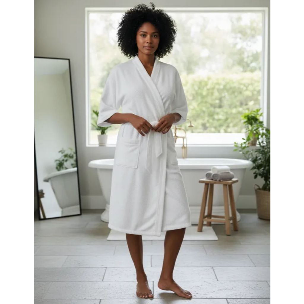 Roupão Aveludado Adulto Quimono Santorini M Branco Lepper