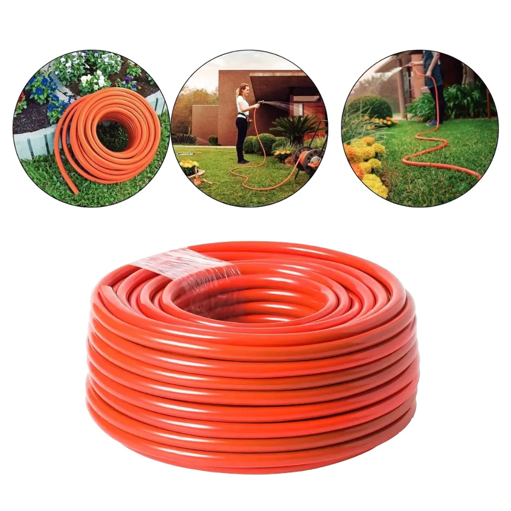 Mangueira Jardim 3/4 Siliconada Reforçada Alta Vazão Flexível Não Dobra 60 Bar Laranja Azul em Oferta na Shopee