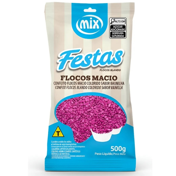 Flocos Macio Rosa Sabor Baunilha 500g - Mix em Oferta na Shopee
