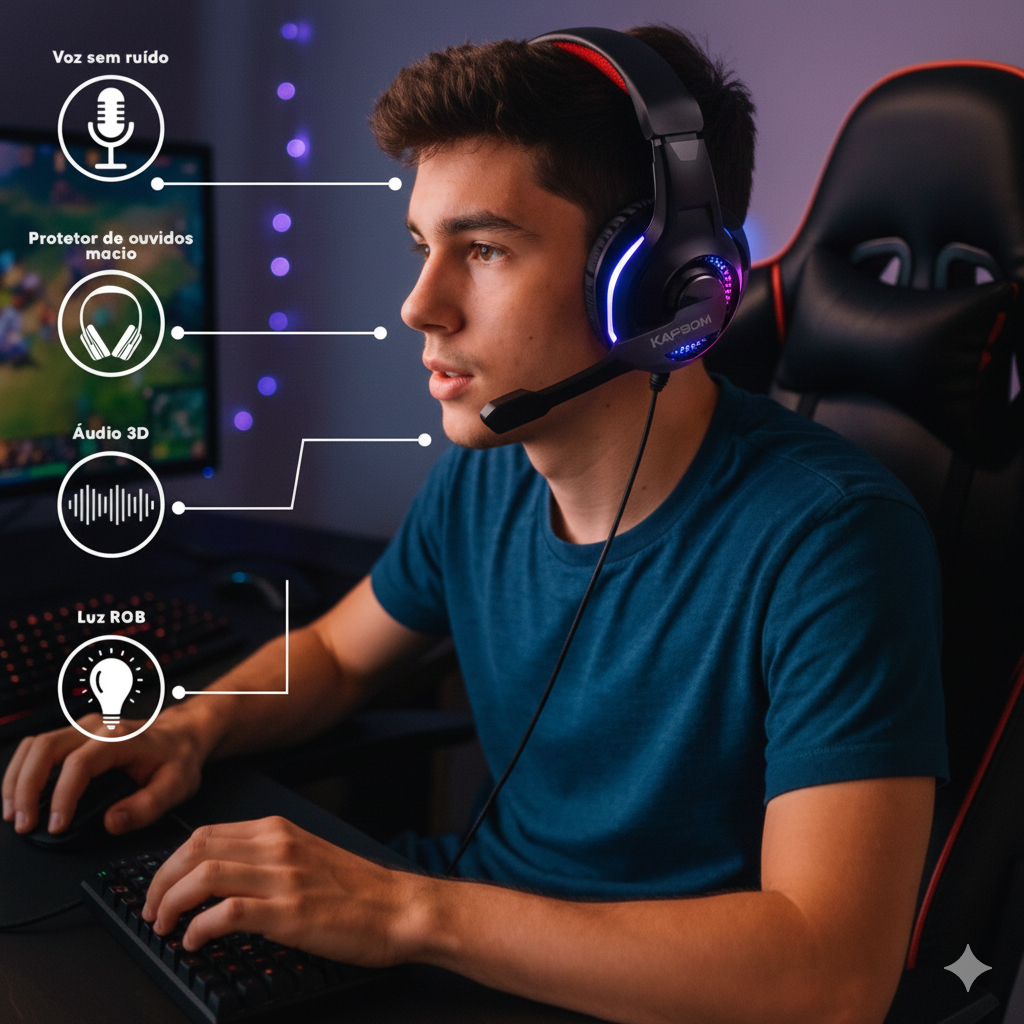 Headset Gamer Kapbom KA-9009 LED Microfone P2 USB Ps4 Xbox Pc