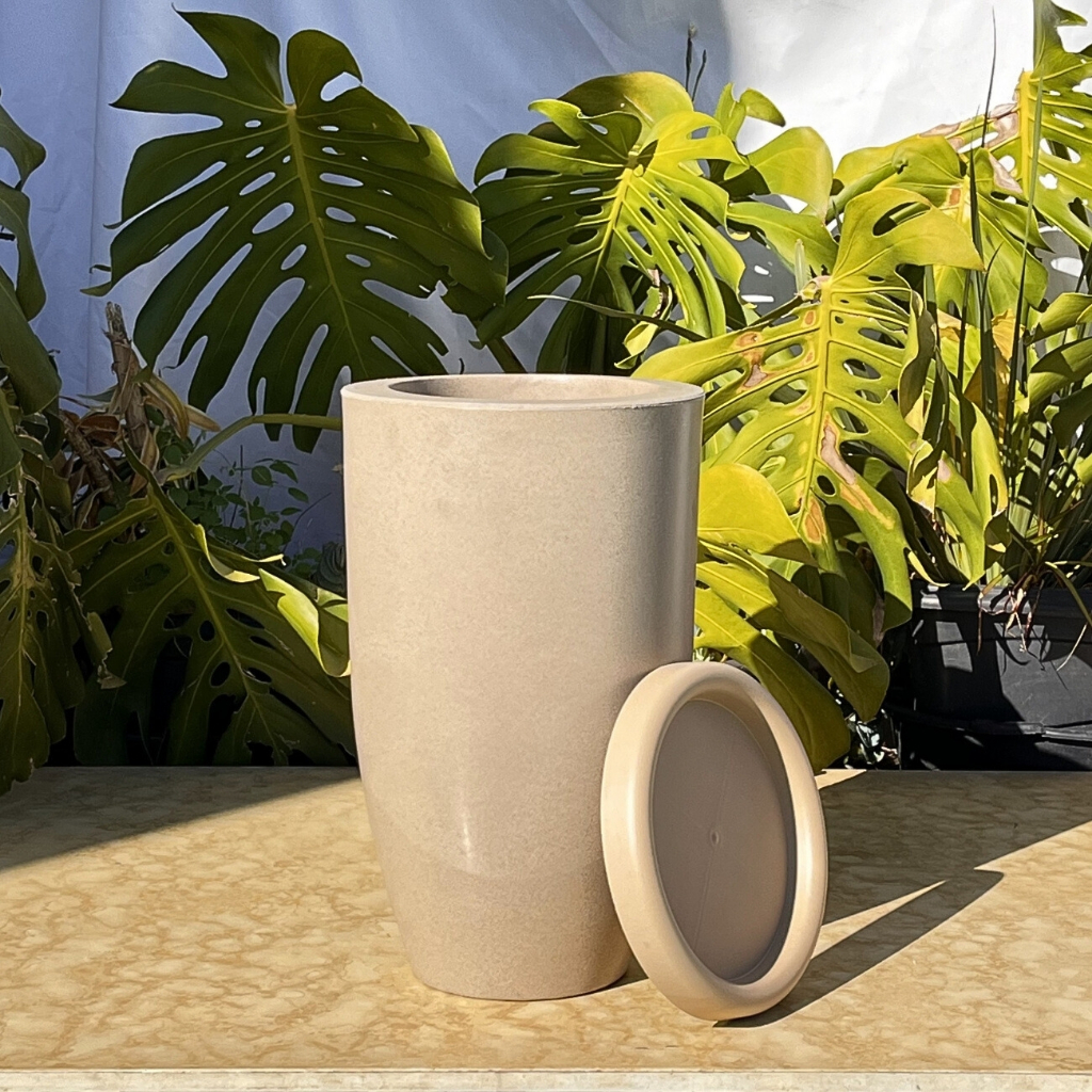 Vaso Planta Sala Coluna Ibiza Cone P Decorativo Liso Marmorizado Luxo 41x25 Resistente Leven Artes