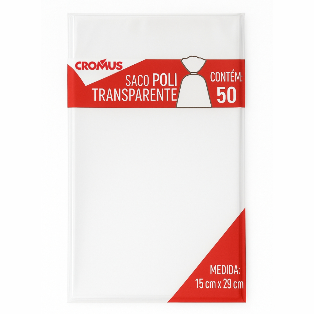 Saco Incolor Poli Transparente 15x29CM - de 50 a 300 UN Cromus em Oferta na Shopee