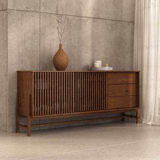 Buffet Madeira 170 cm Portas Ripadas Sala Minimalista Cor Castanho Adamo em Oferta na Shopee