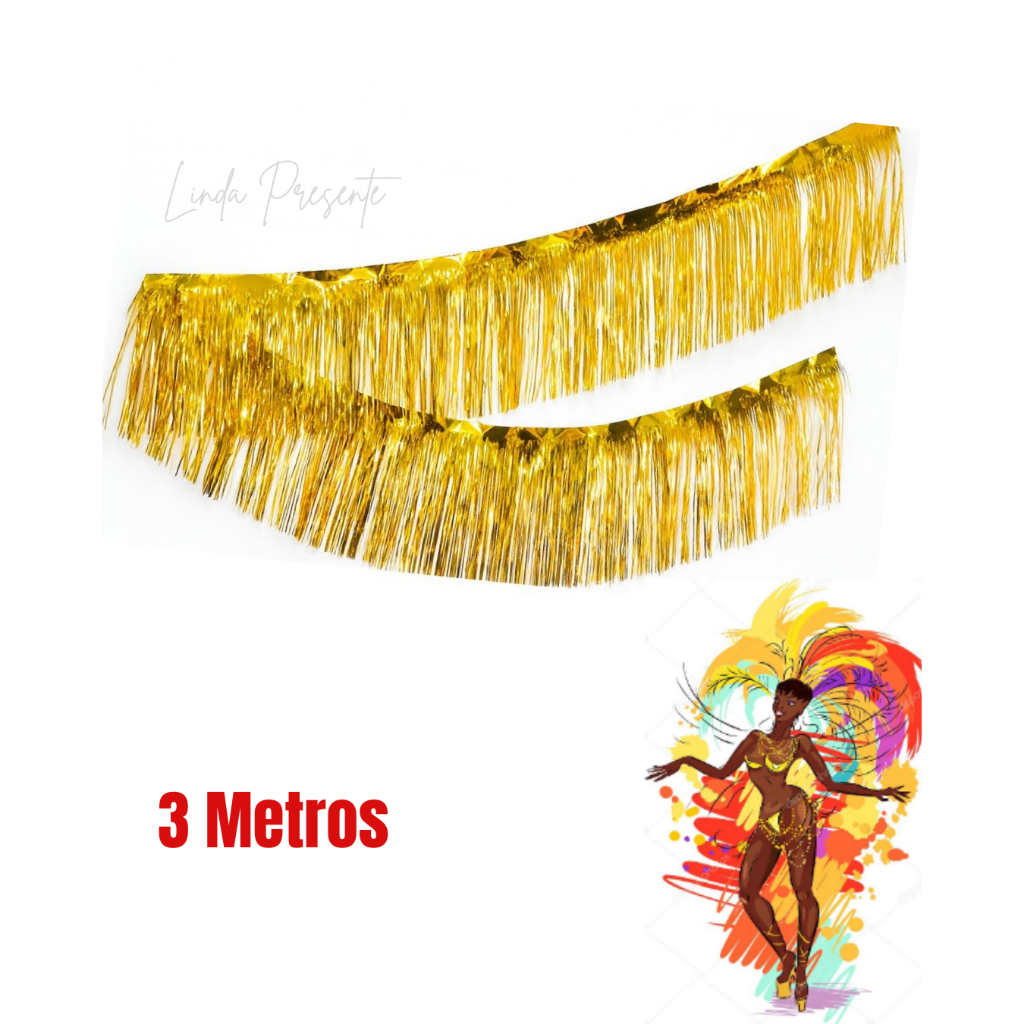Faixa Metalizada Com 3 Metros Decorativa Para Decoração Festas Carnaval Aniversário