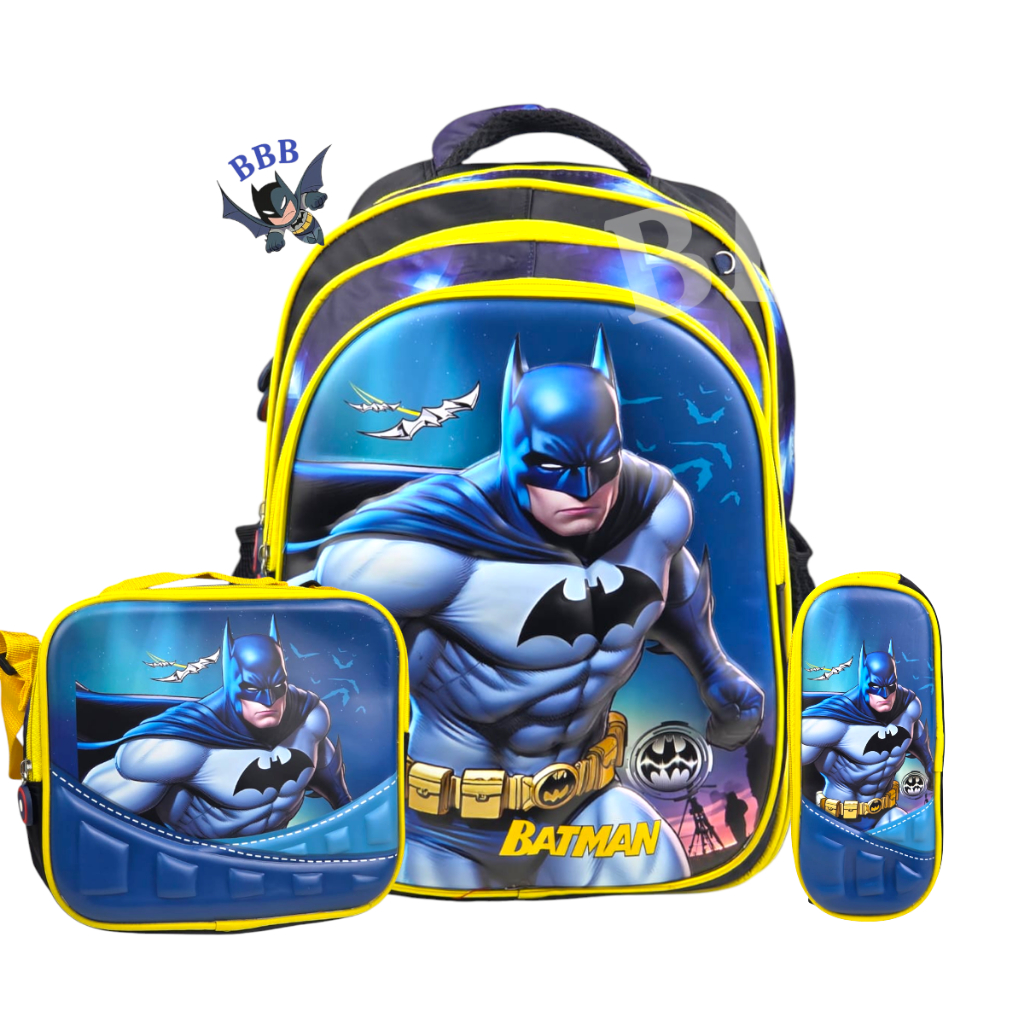 ⚡ Kit Completo Batman – Mochila + Lancheira + Estojo + Brinde 🎁 em Oferta na Shopee