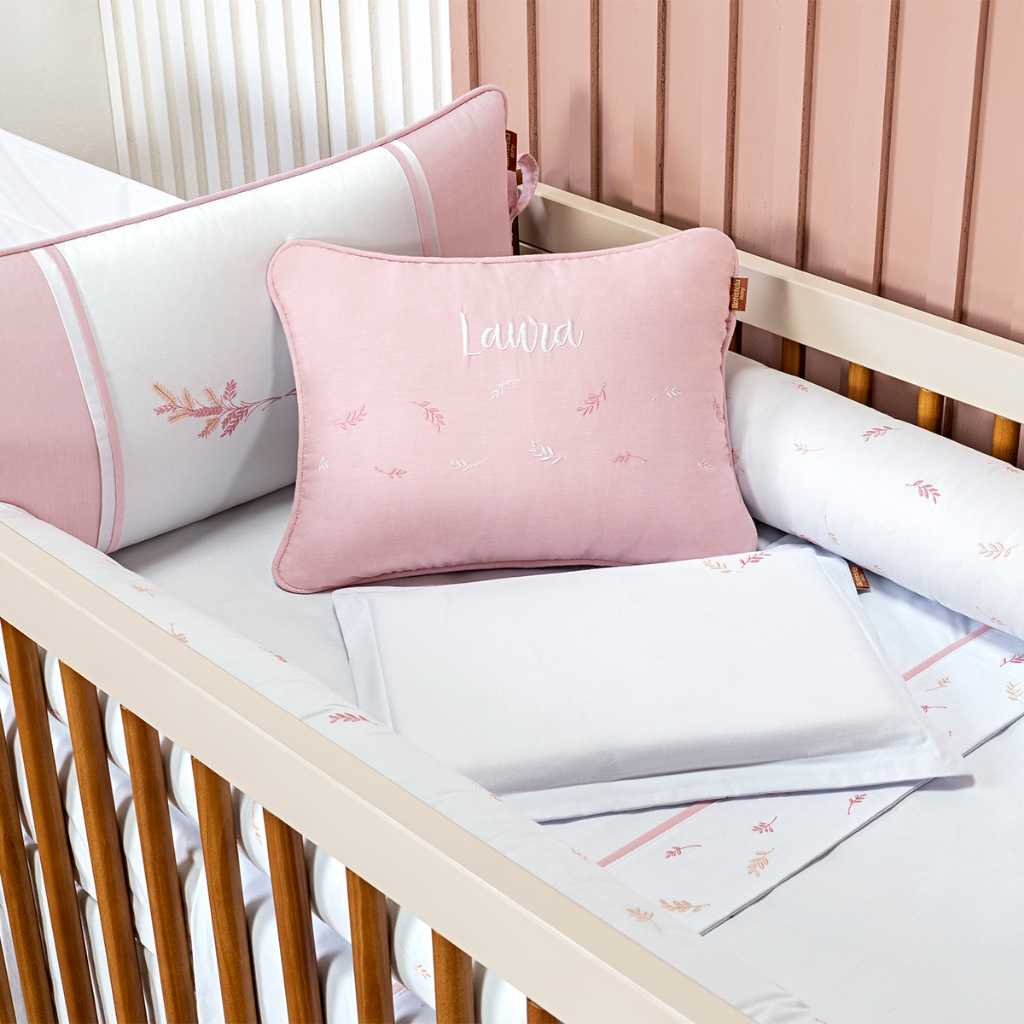 Enxoval Berço Completo Cozy Menino Menina Rosa Verde Bege 100% Algodão Bordado Batistela Baby