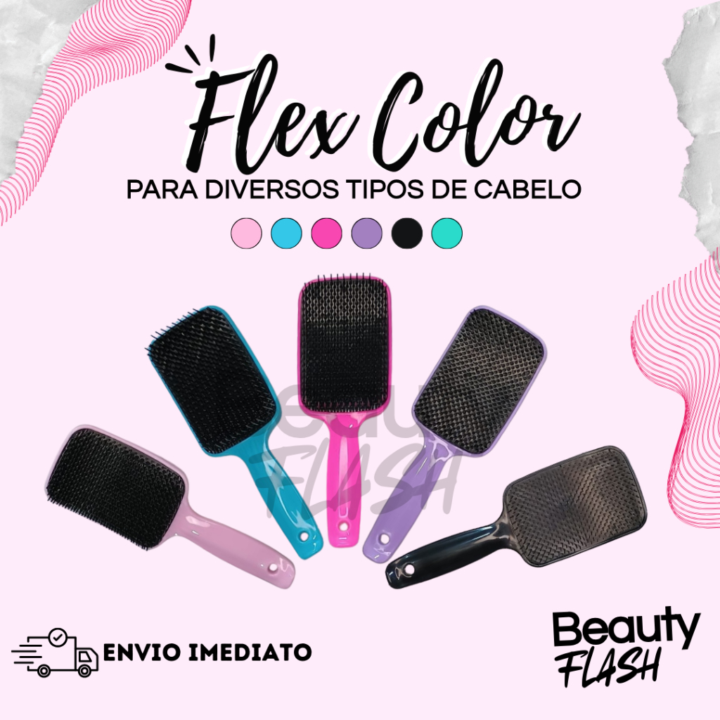 Escova de Cabelo Raquete Flex Fashion Curva para Desembaraçar Cabelos Finalização Mágica Anti frizz em Oferta na Shopee