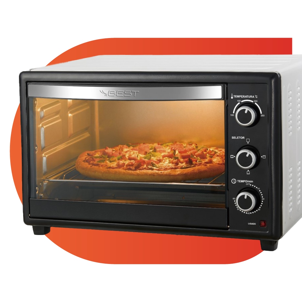 Forno Eletrico Best 50 Litros Básico Preto/Branco 127V 1800W em Oferta na Shopee