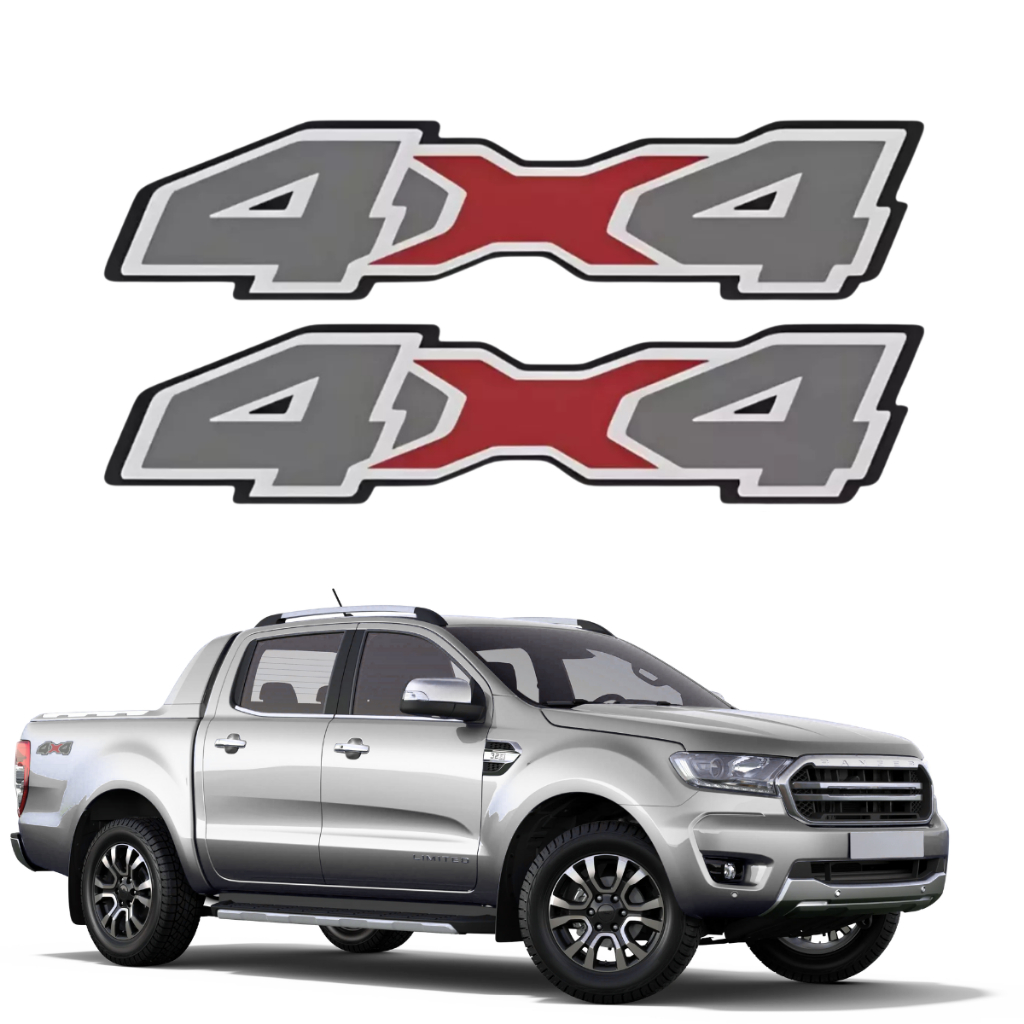 Kit Par Adesivo 4x4 Ford Ranger Lateral Carroceria Caçamba 2020 2021 2022 2023