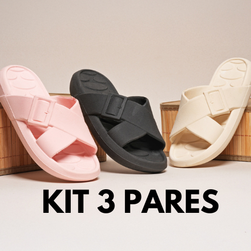 Kit 3 Pares Chinelo Feminino Slide Confortável Birken Flip Fivela em Oferta na Shopee
