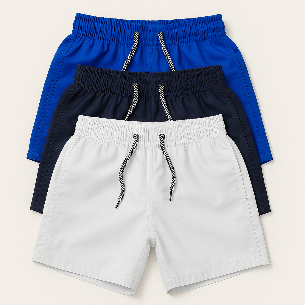 Kit 3 Bermudas Tactel com Elastano Adulto – Conforto para Praia, Piscina e Verão