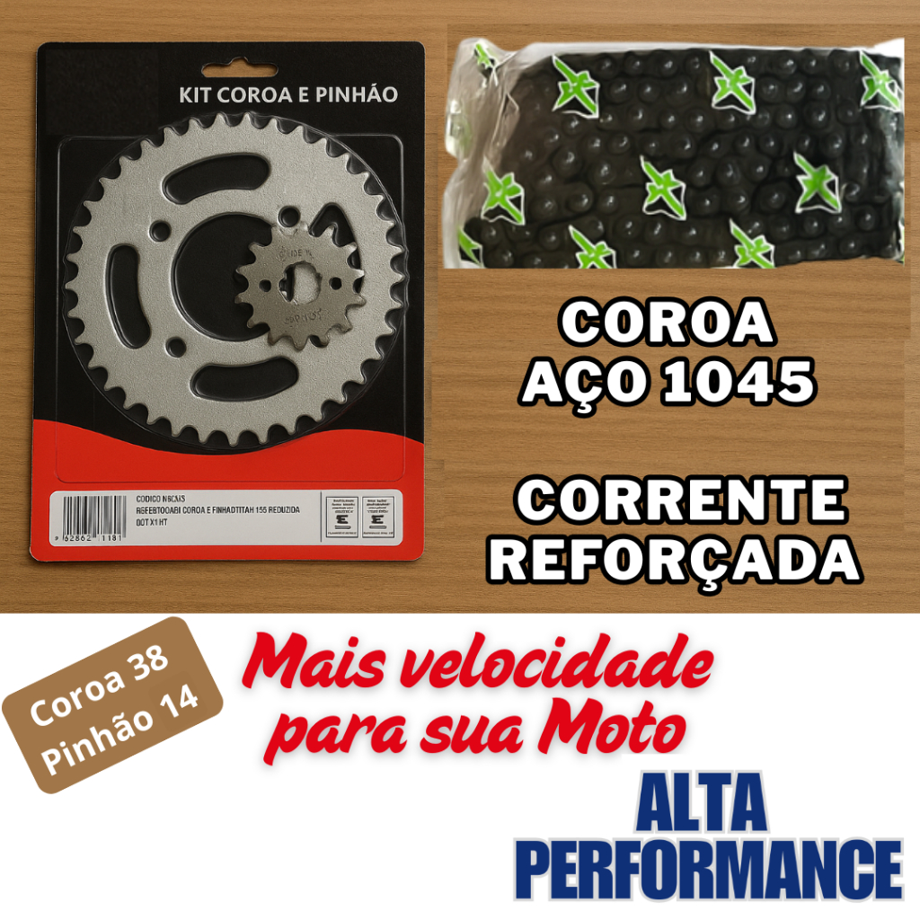 Kit Transmissão Relação (Reduzida) De Competição Titan 150/ Fan 150 160/Fan160 (2016 Em Diante) em Oferta na Shopee