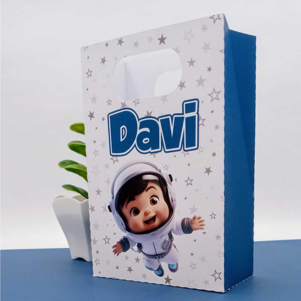 Sacolinha Personalizada Astronauta Lembrancinhas Festa Infantil Aniversário, Mesversário