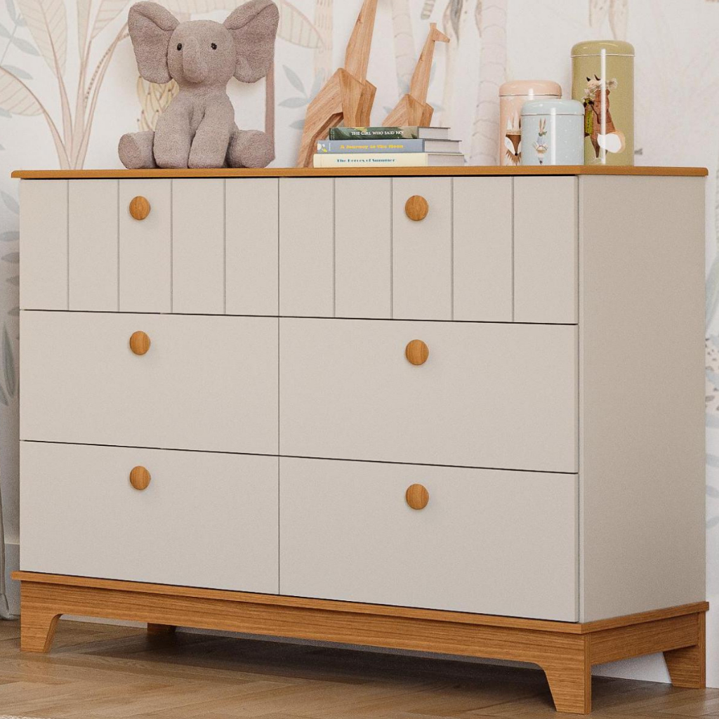 Cômoda Infantil Estilo Retrô 6 Gavetas 100% MDF em Oferta na Shopee