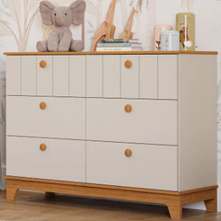 Cômoda Infantil Estilo Retrô 6 Gavetas 100% MDF Retrô