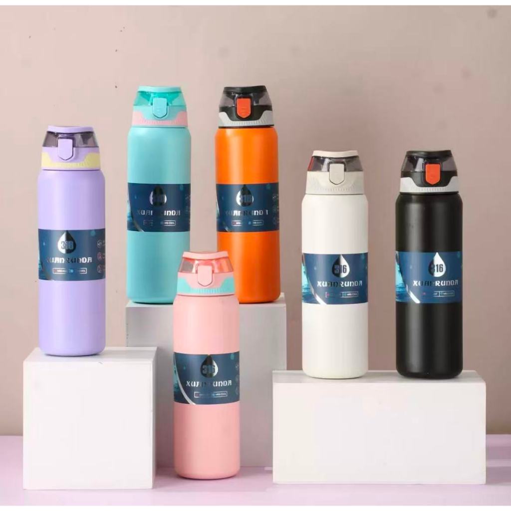 Garrafa Térmica Inox 316  800ml Flip Straw com Canudo, Alça e Tampa Antivazamento Bebida Quente/Fria em Oferta na Shopee