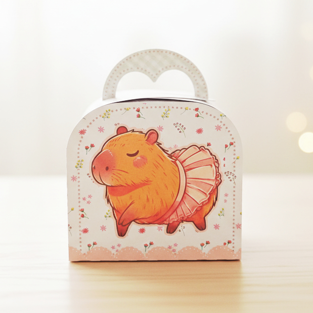 Caixa Maletinha Capivara Bailarina | Caixinhas Personalizadas Kit Festa Aniversário Lembrancinhas Mimos | PEGUE E MONTE