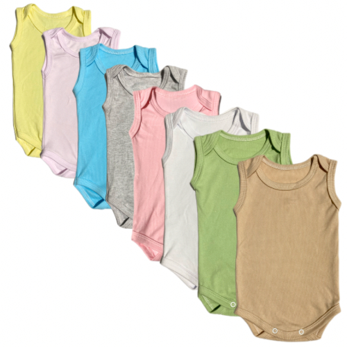 Kit 5 Peças Body Regata Bebê Menina e Menino Infantil Tecido Canelado