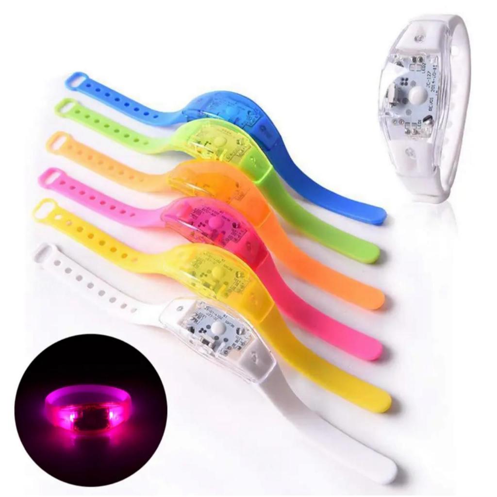 30-45-60 Unidades Pulseira Led Pisca com a Musica Ativa com SOM - AJUSTAVEL