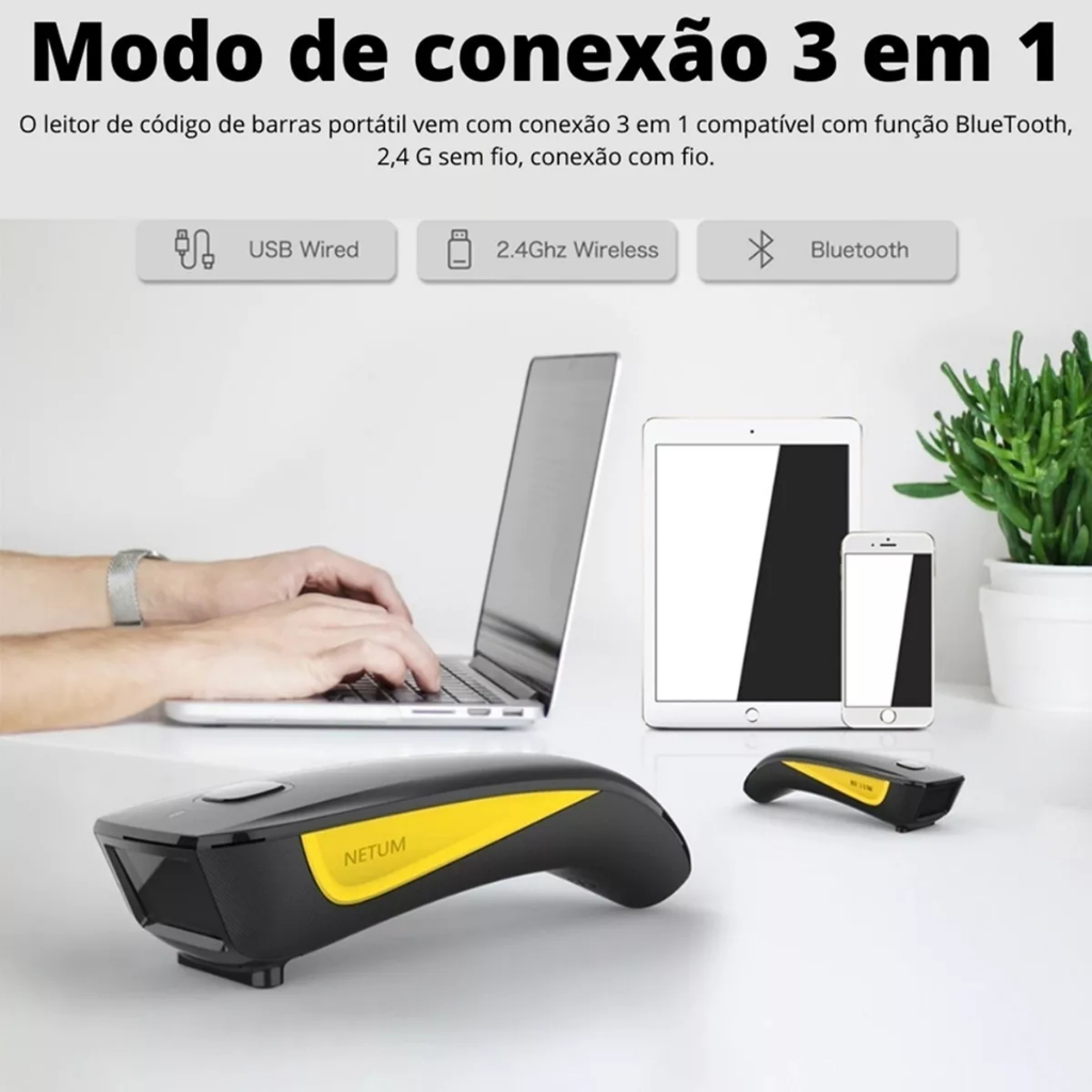 Leitor Código De Barras CCD 1d Qr Code 2d CMOS USB Bluetooth Danfe PDF417 Aztec Maxicode EAN FGTS em Oferta na Shopee