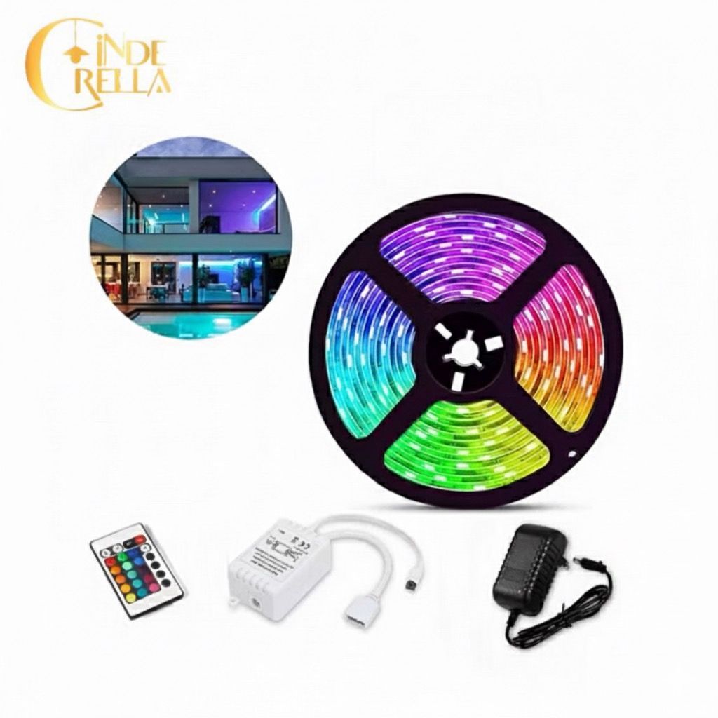Fita LED RGB 5M 5050 • Controle Remoto • Iluminação Decorativa • Colorida • Fonte Inclusa em Oferta na Shopee