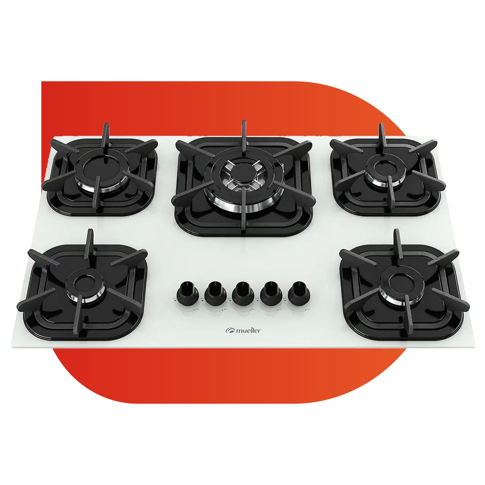 Cooktop 5 Bocas Branco Tripla Chama Bivolt Vidro Temperado Mueller em Oferta na Shopee