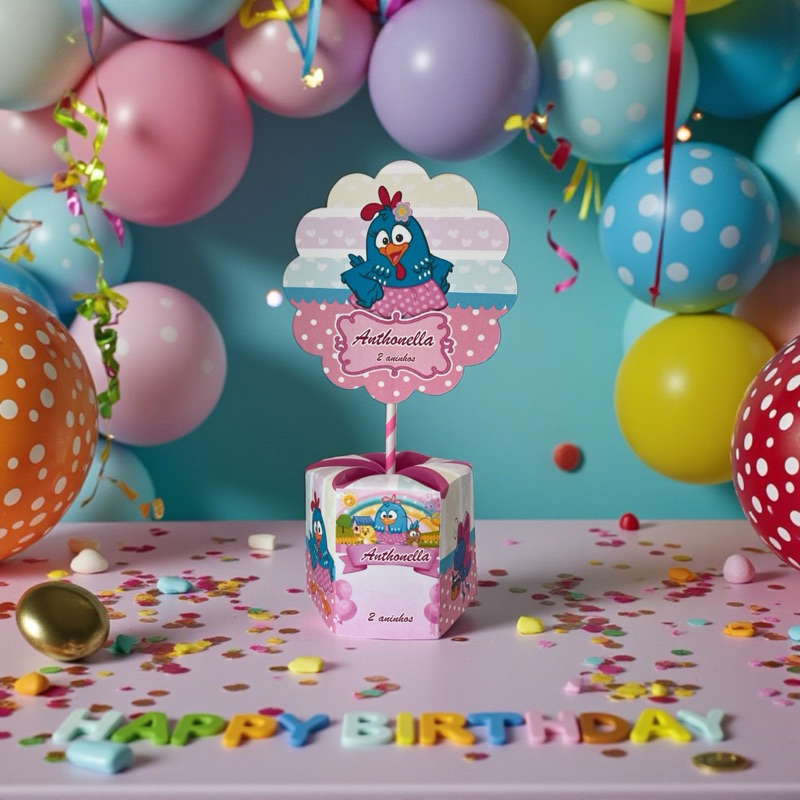 Centro de mesa Galinha pintadinha rosa em Oferta na Shopee