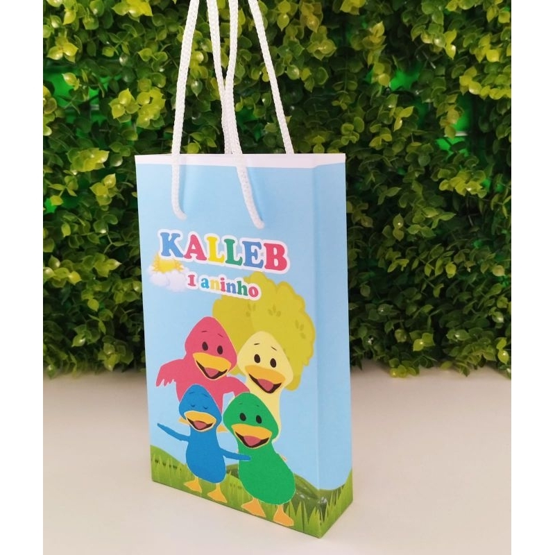 Sacolinha personalizada Patinho Colorido Bento e Totó personalizados lembrancinhas festa