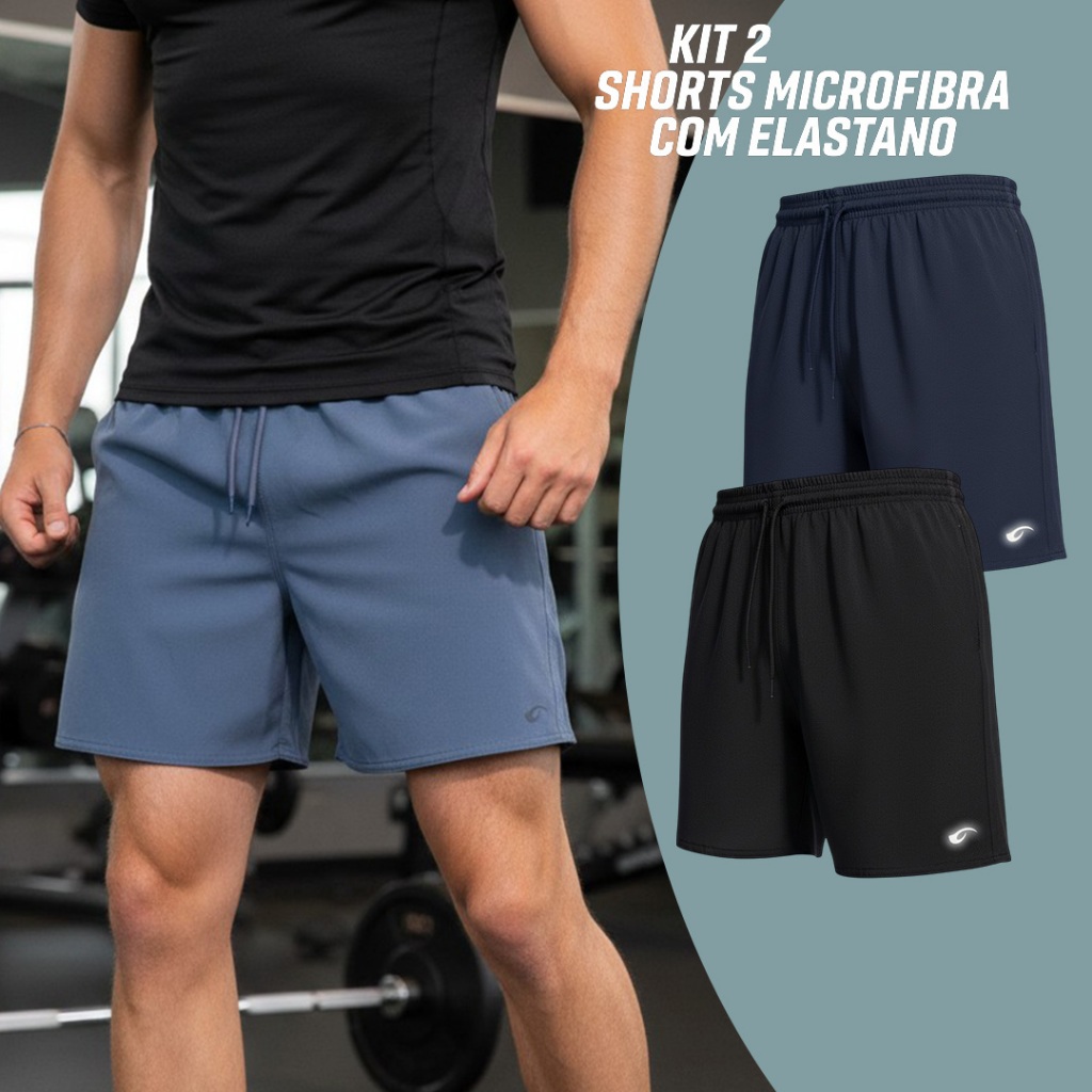Kit 2 Short Premium Bermuda Tactel Elastano Esporte Masculina Treino Praia Piscina Academia Casual
