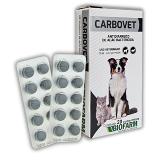 Carbovet Antidiarreico 20 Comprimidos Para Cães e Gatos Ação Bactericida Eficaz - Biofarm em Oferta na Shopee