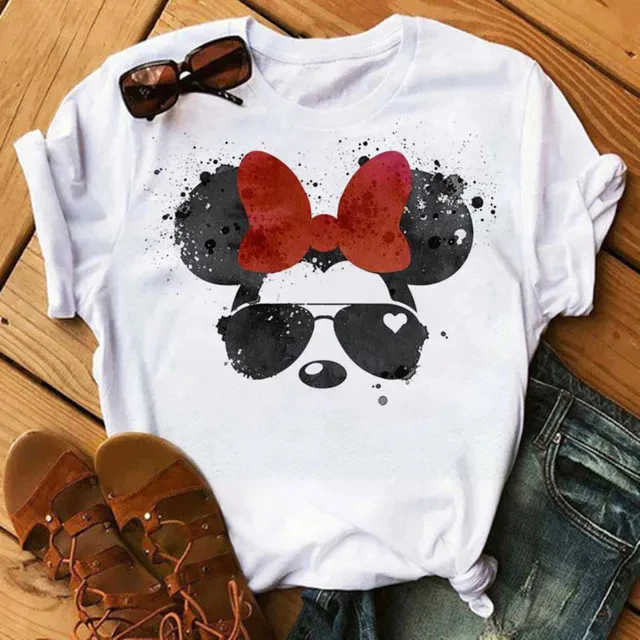Camiseta Estampada Unissex Personagem Mickey Mouse 100% Algodão Personalizada Casual