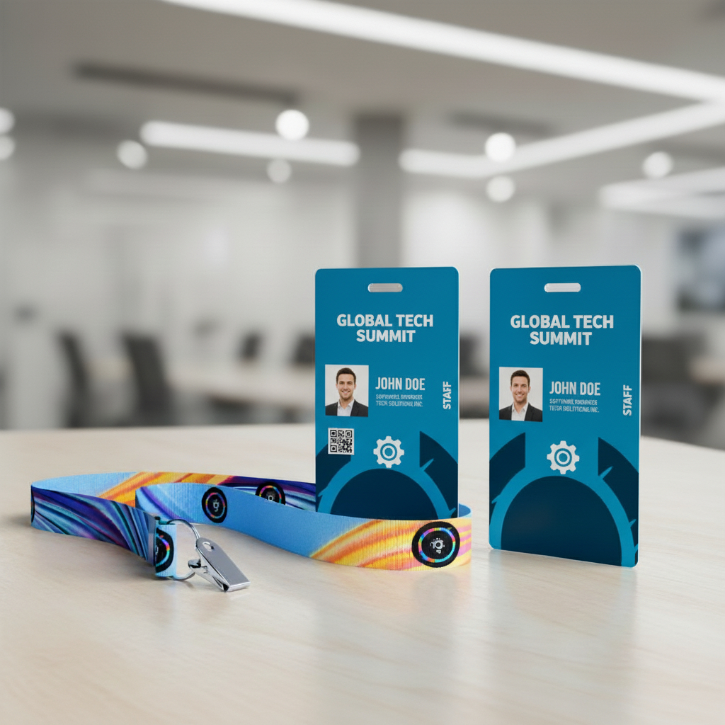 Crachá Personalizado em PVC com Cordão Empresas Eventos Criamos sua Arte