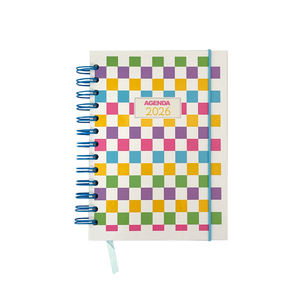 Agenda Grande Espiral Feminina Glitter Flores 168 Folhas 2026