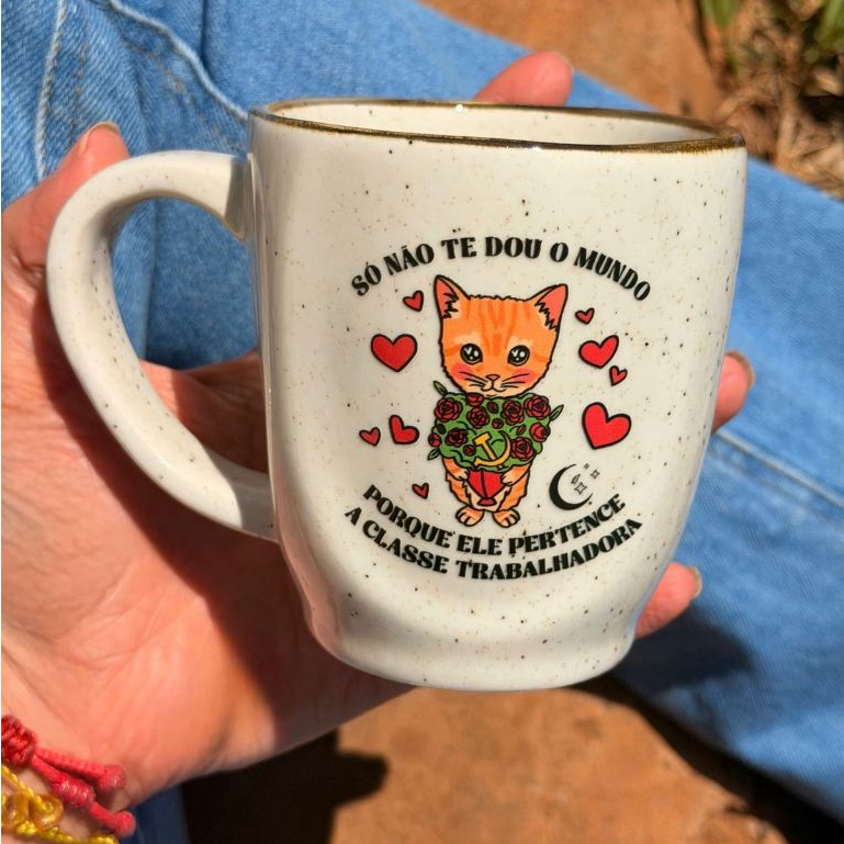 Caneca Névoa - Gato Te dou o Mundo - 260ml em Oferta na Shopee